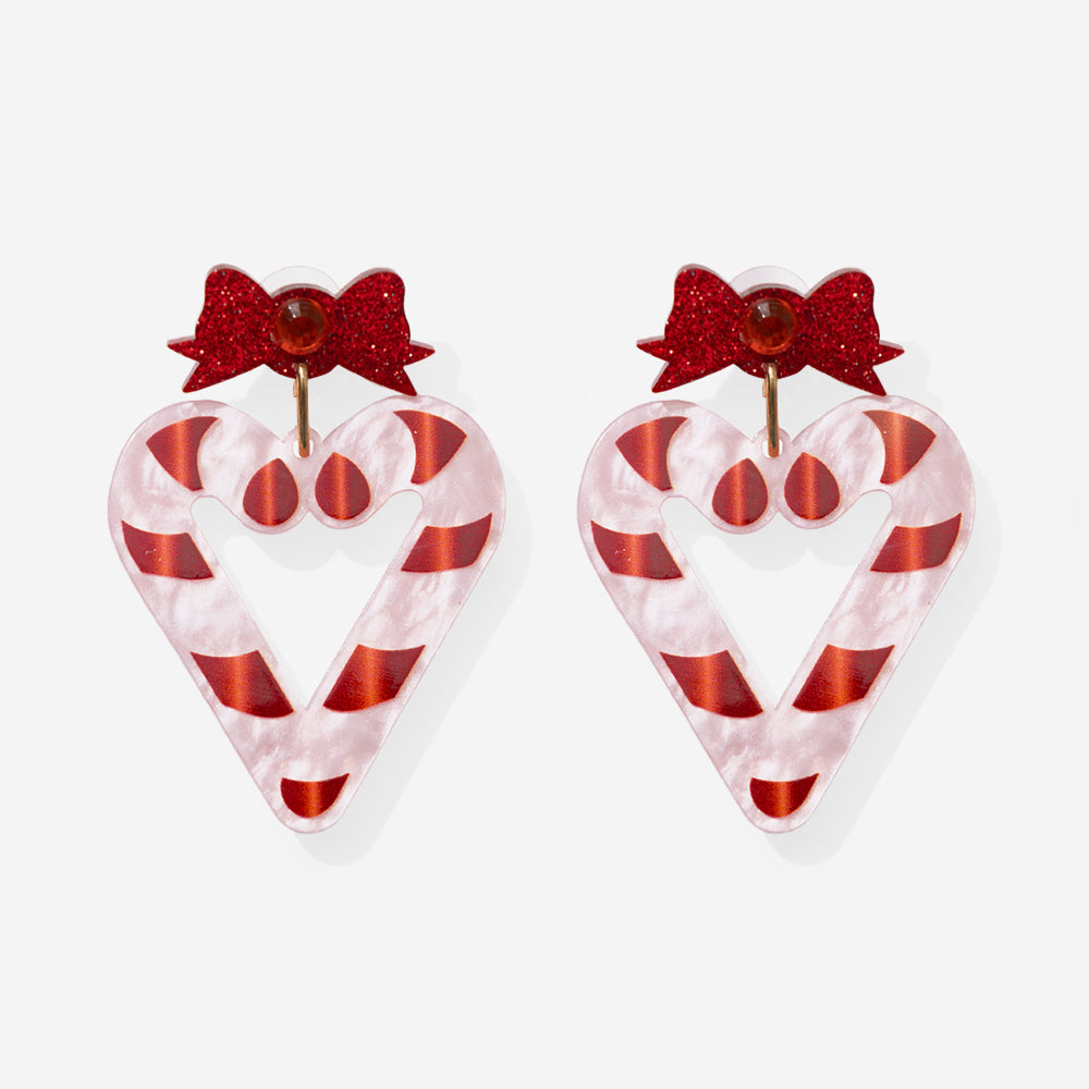 candy cane heart earrings