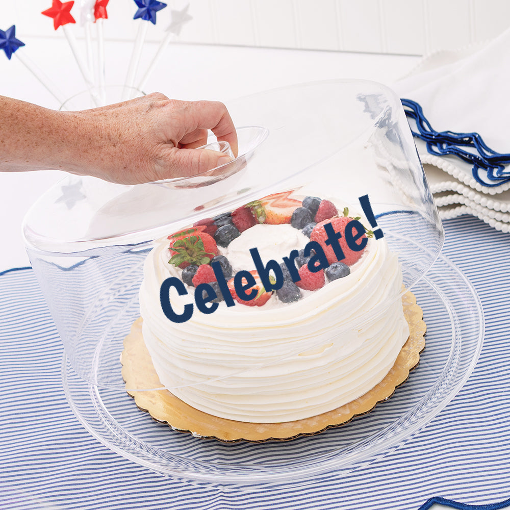 personalized cake tray with cover opened