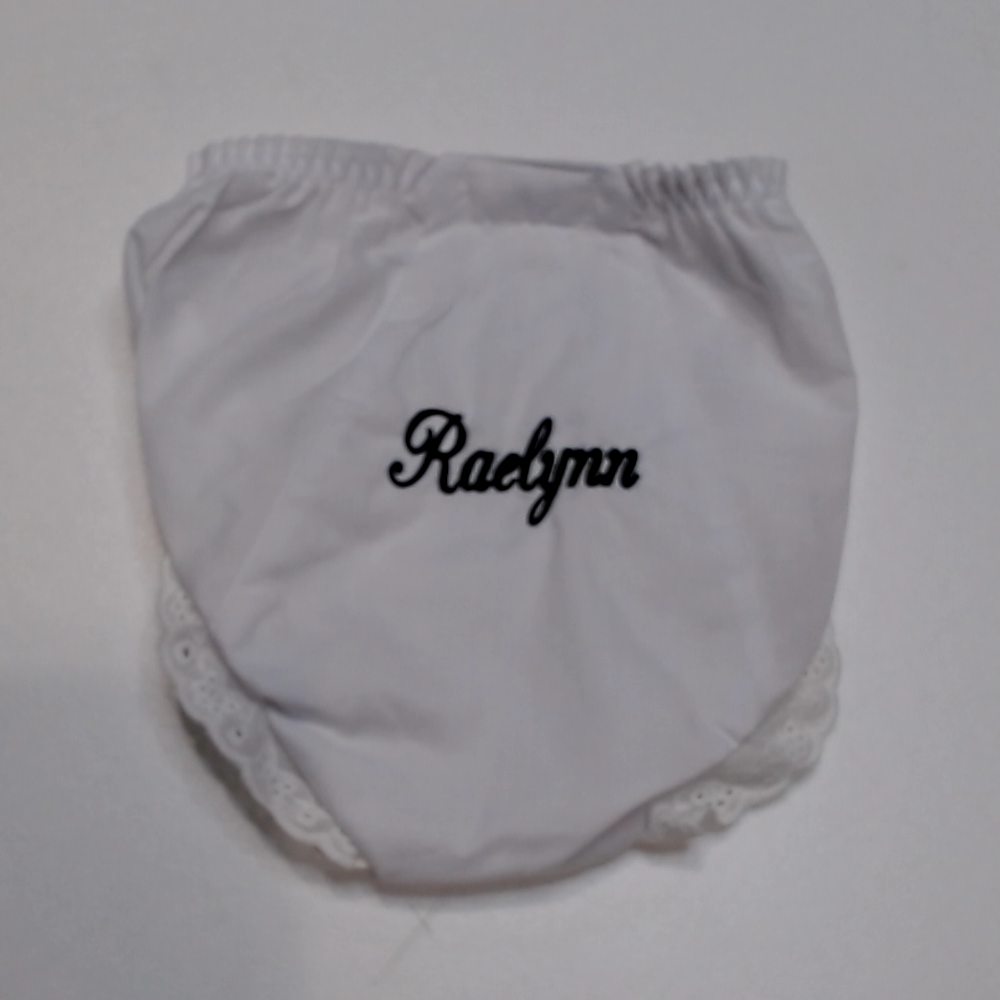 BLOOPER KIDS: Monogrammed White Eyelet Baby Bloomers