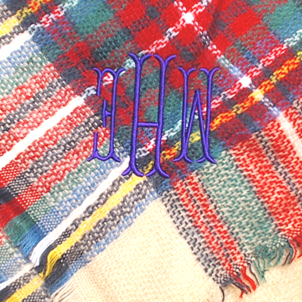 BLOOPER CLOTHING: Monogrammed Plaid Scarf