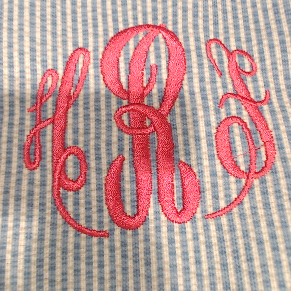 BLOOPER BAG: Monogrammed Seersucker Tote Bag