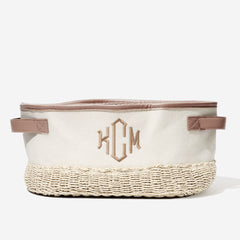 Monogrammed Stair Basket | Ivory/Tan