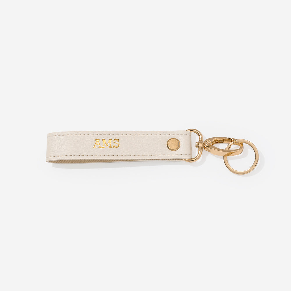 Monogrammed ivory classic keychain