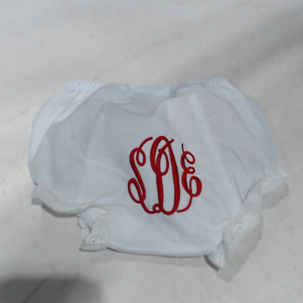 BLOOPER KIDS: Monogrammed White Eyelet Baby Bloomers