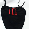 BLOOPER SWIM: Monogrammed Scalloped High Neck Bikini Top