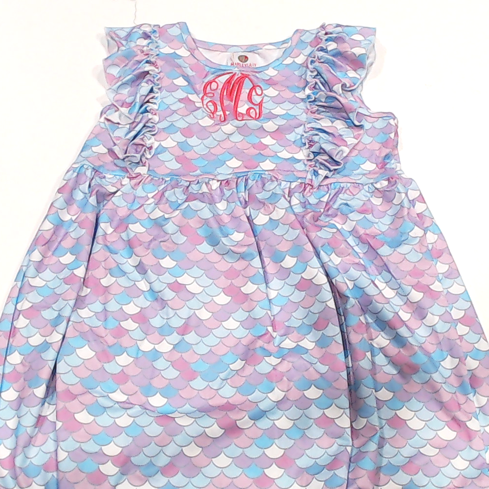 BLOOPER KIDS: Monogrammed Girls Ruffle Dress