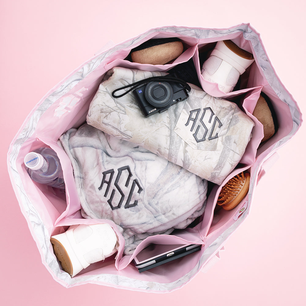 inside of birch camo extra large tote bag 