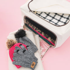inside of monogrammed storage bag in ivory 