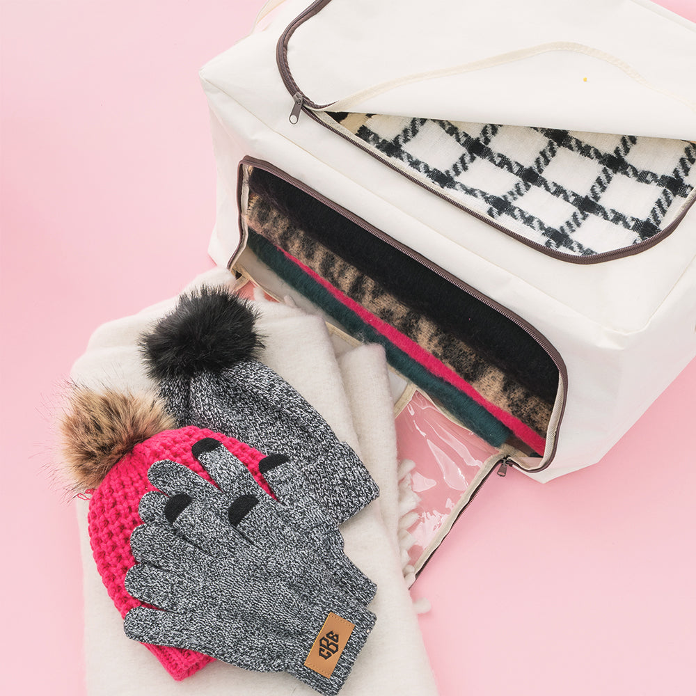 inside of monogrammed storage bag in ivory 