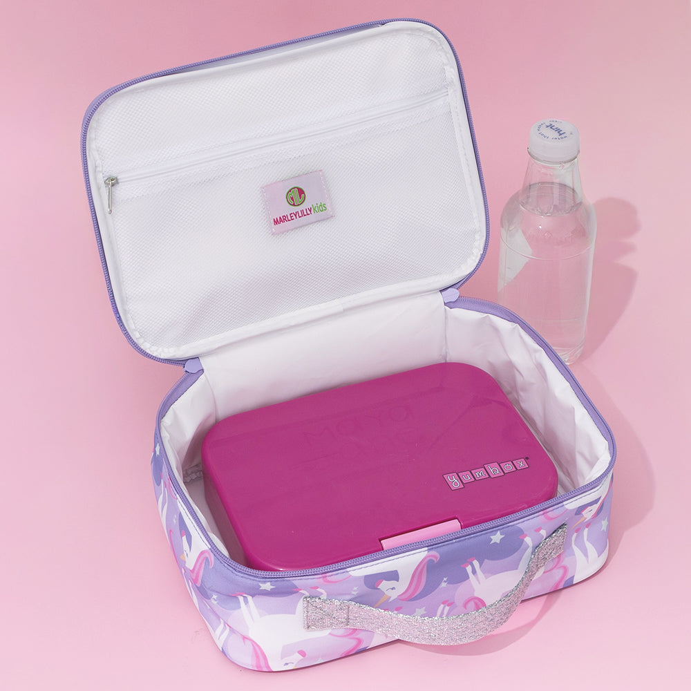 inside of pastel unicorns lunch box