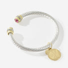Phi Mu Cable Bracelet in Pink | Multi Silver