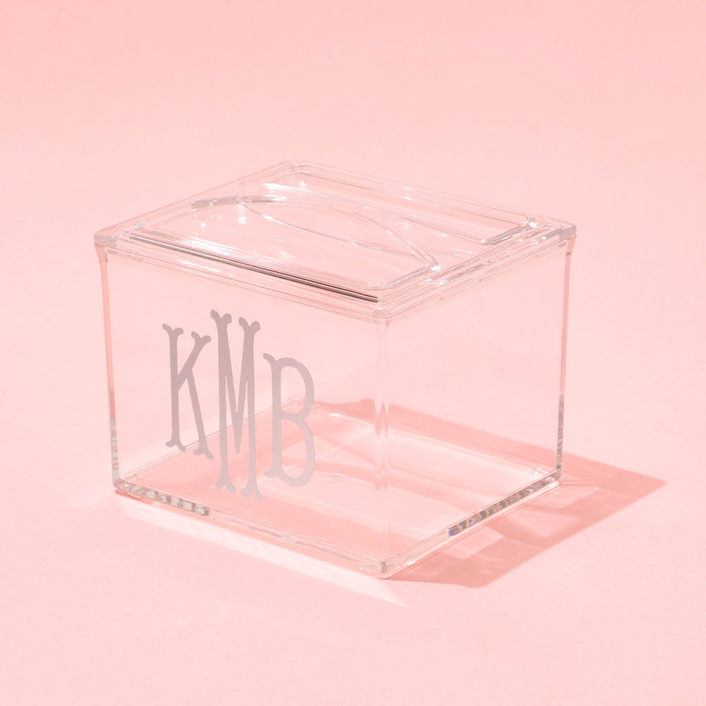 Personalized Acrylic Cotton Ball Holder in Clear