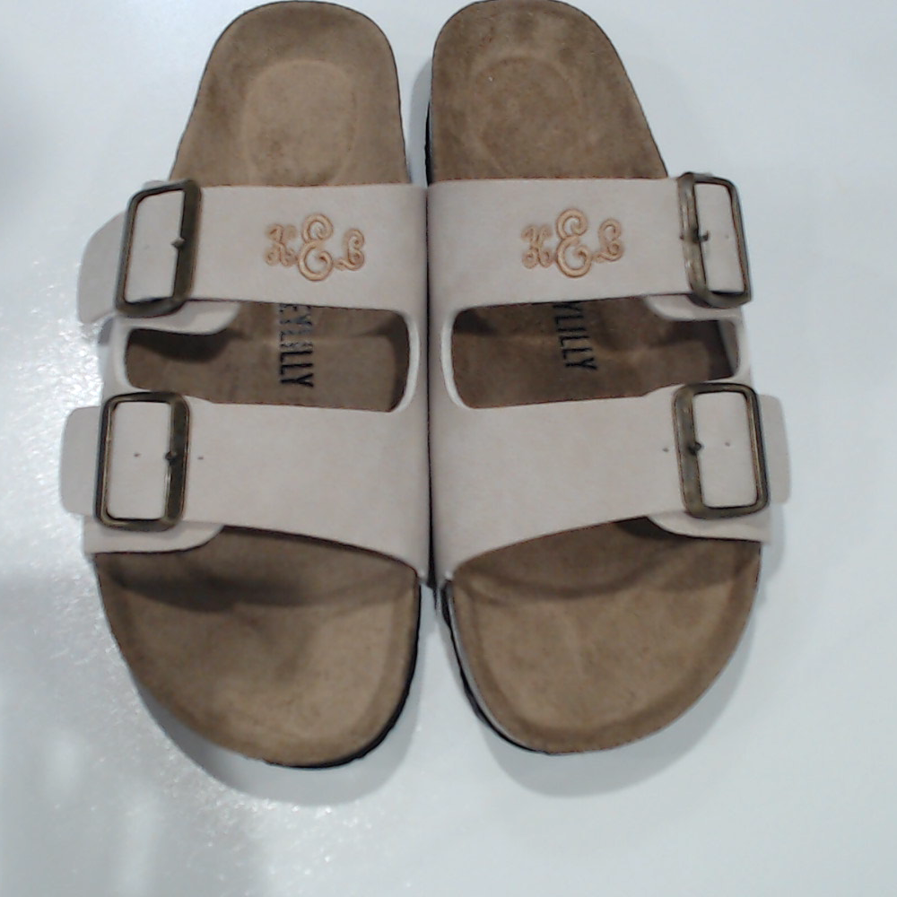 BLOOPER SHOES: Monogrammed Double Strap Sandals