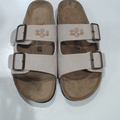 BLOOPER SHOES: Monogrammed Double Strap Sandals