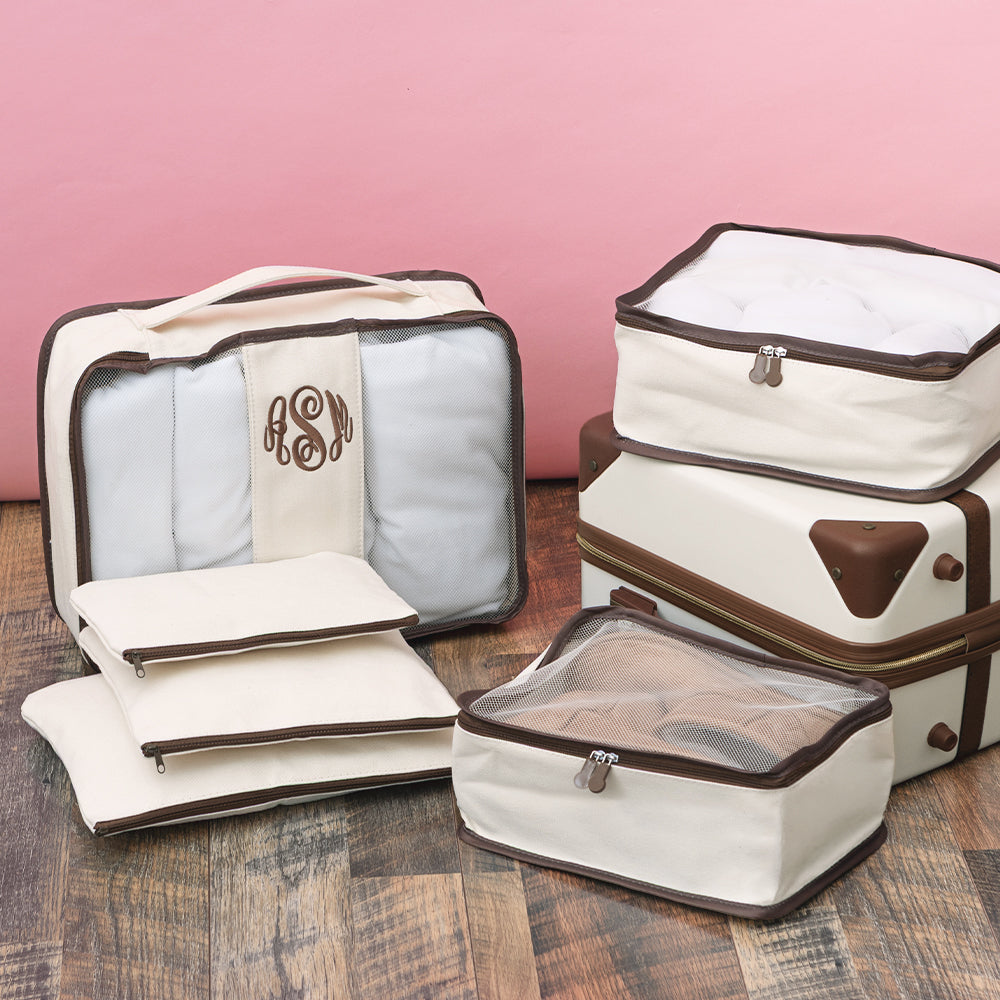 ivory personalized packing bag set 