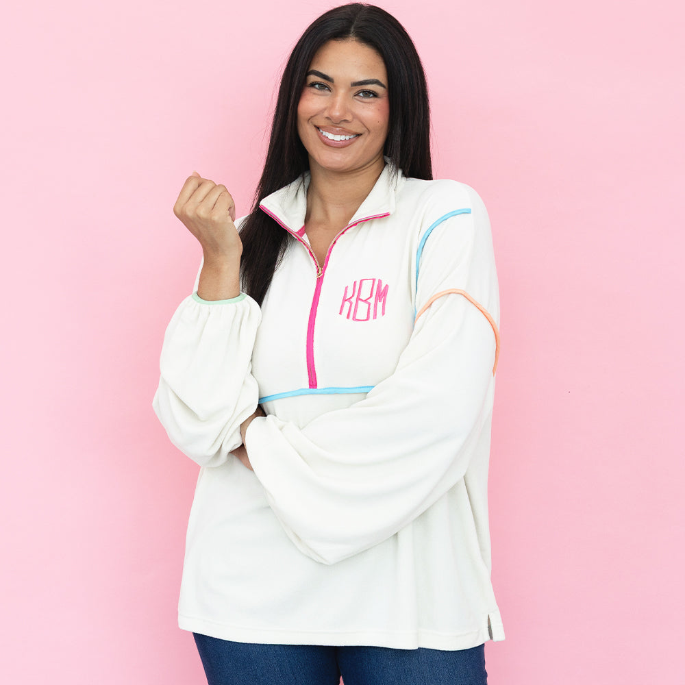 Monogrammed Piped Pullover Sweatshirt | Ivory – Marleylilly
