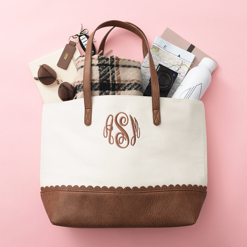 ivory scallop tote flatlay