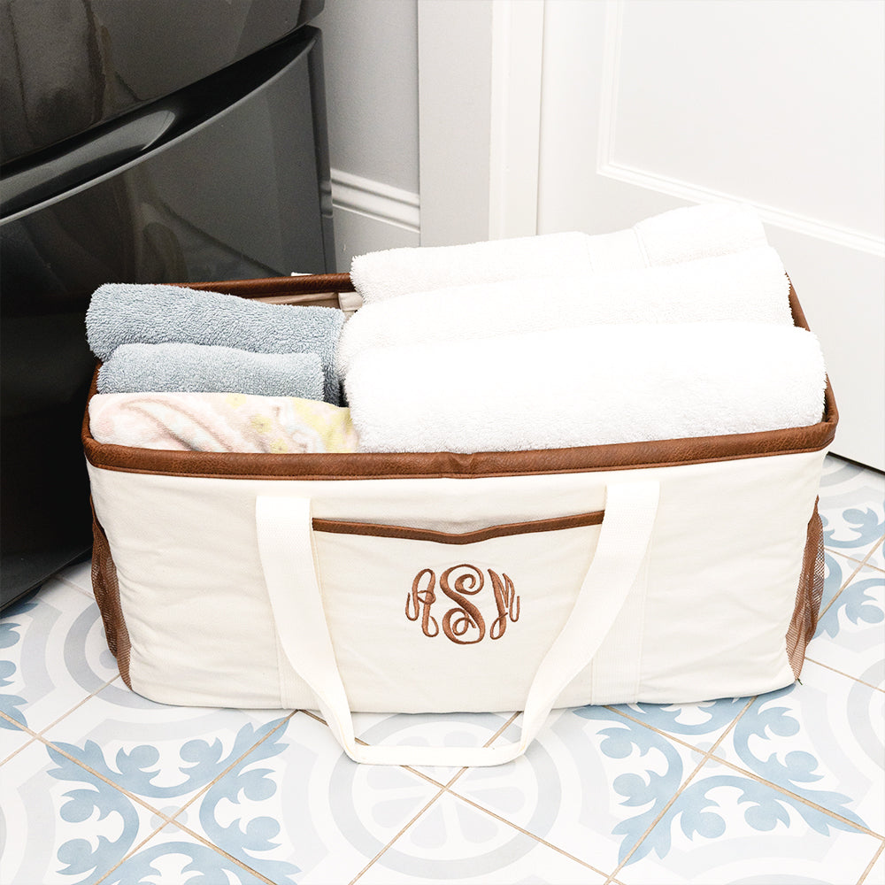 ivory wire top extra large tote with laundry