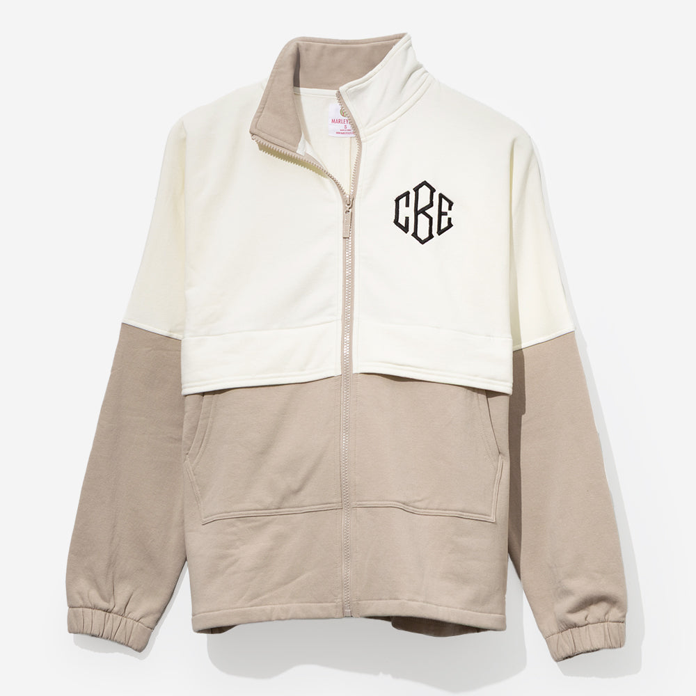 monogrammed colorblock jacket