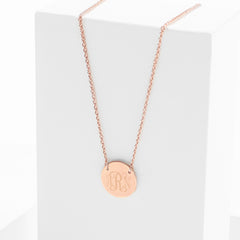 monogrammed rose gold circle necklace