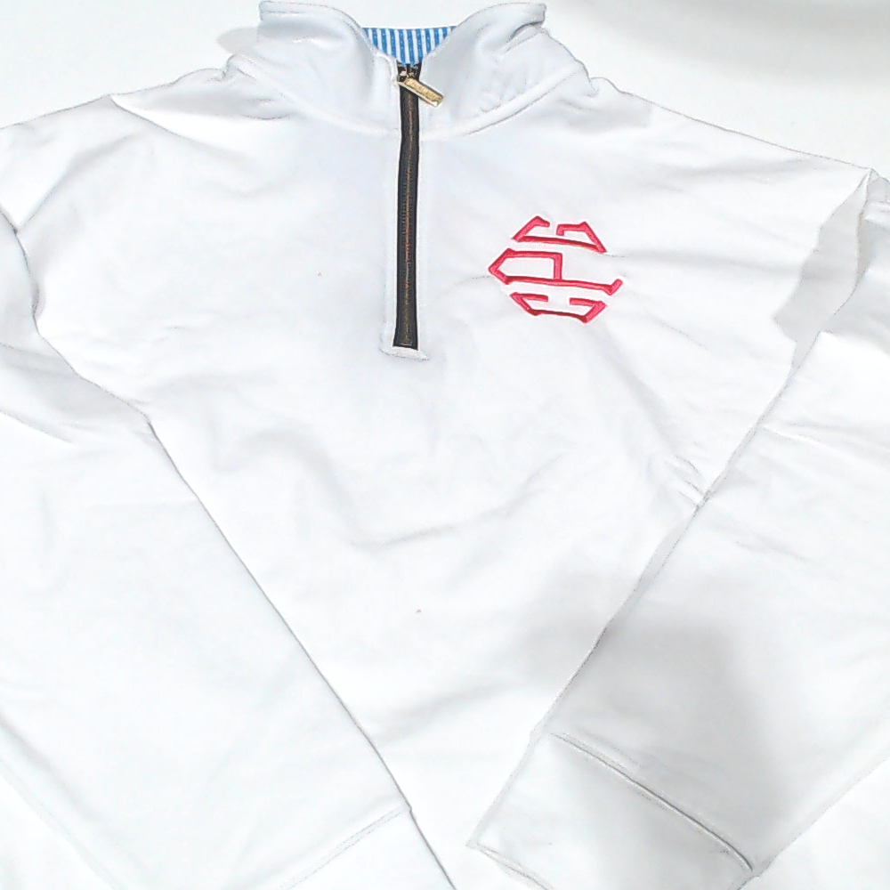 BLOOPER CLOTHING: Monogrammed Quarter Zip Sweatshirt