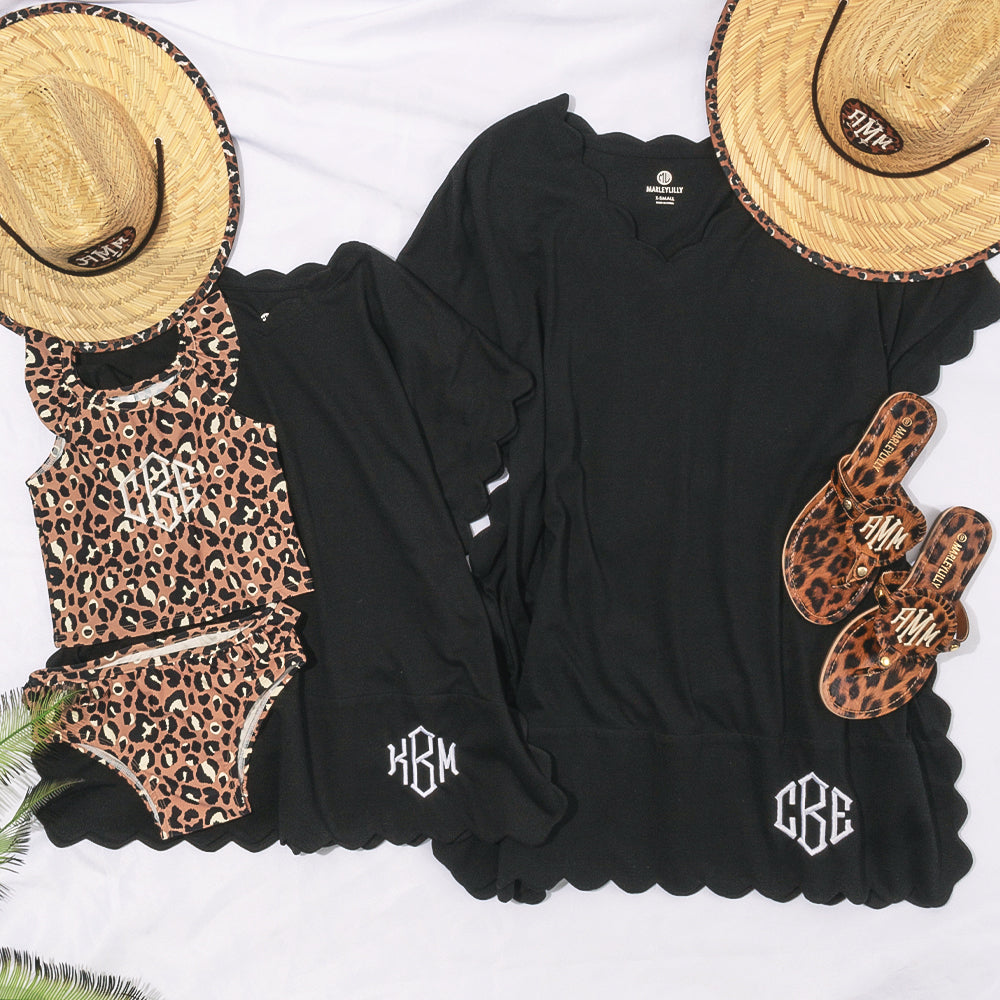 mom and me bathing suit youth cover up with ruffle tankini and sandals