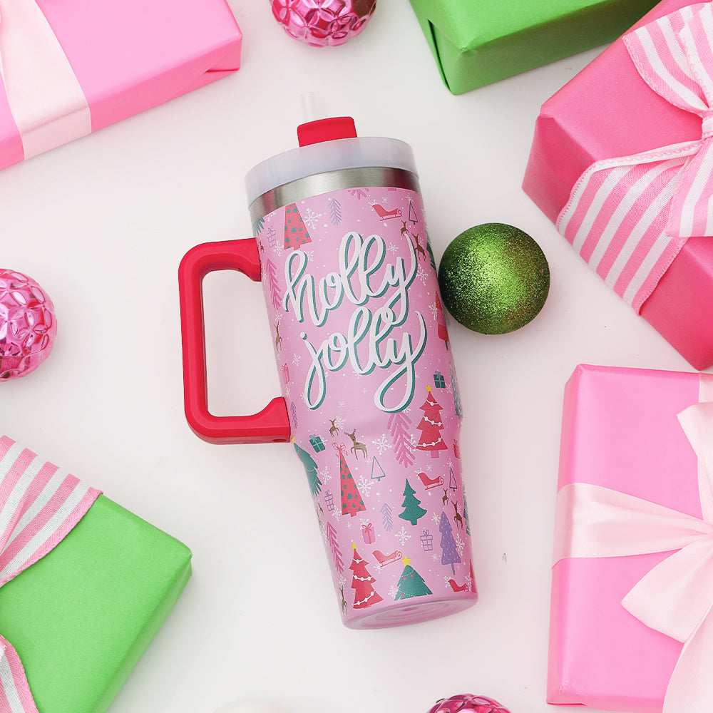holly jolly christmas travel tumbler