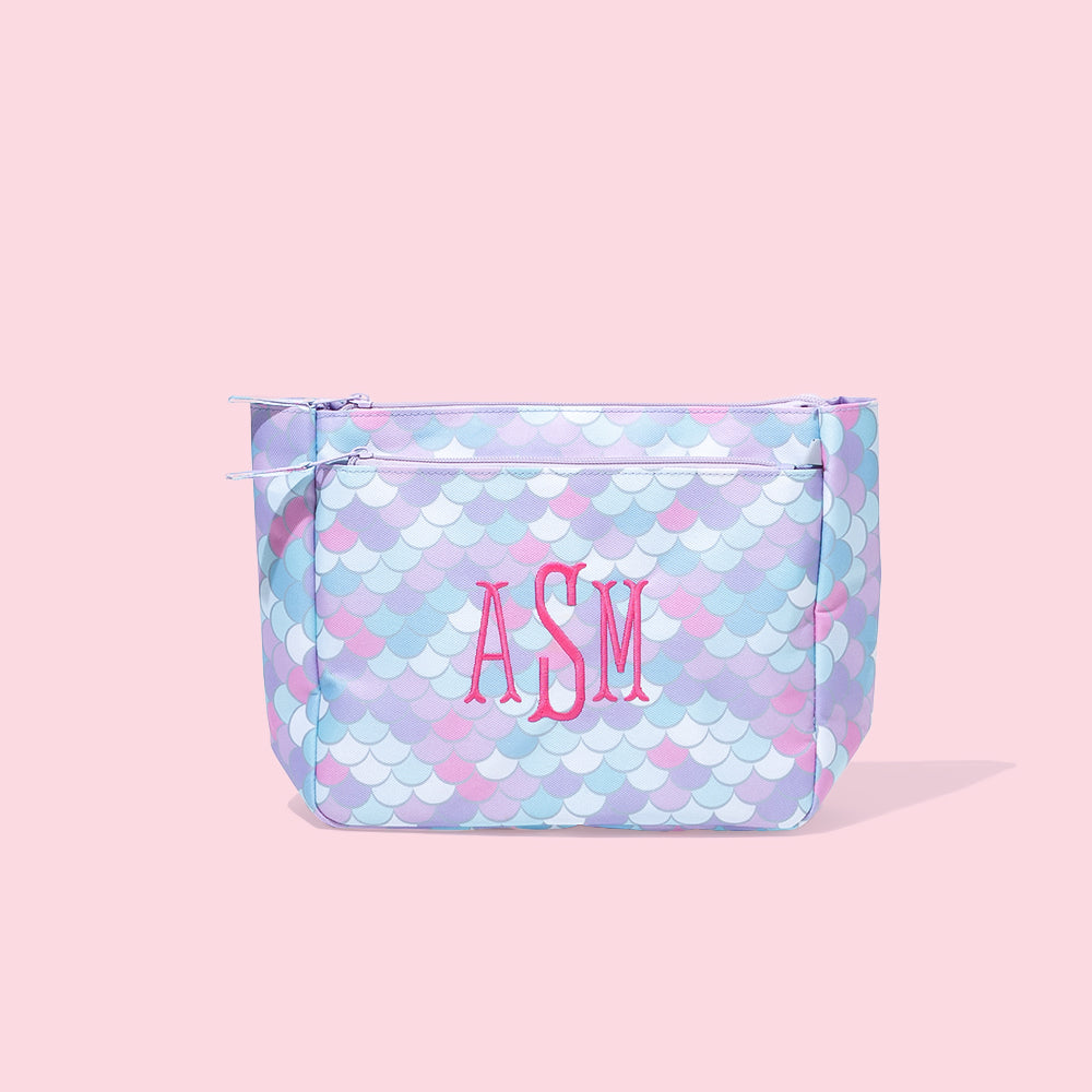 Monogrammed Kids Toiletry Bag in Pastel Mermaid