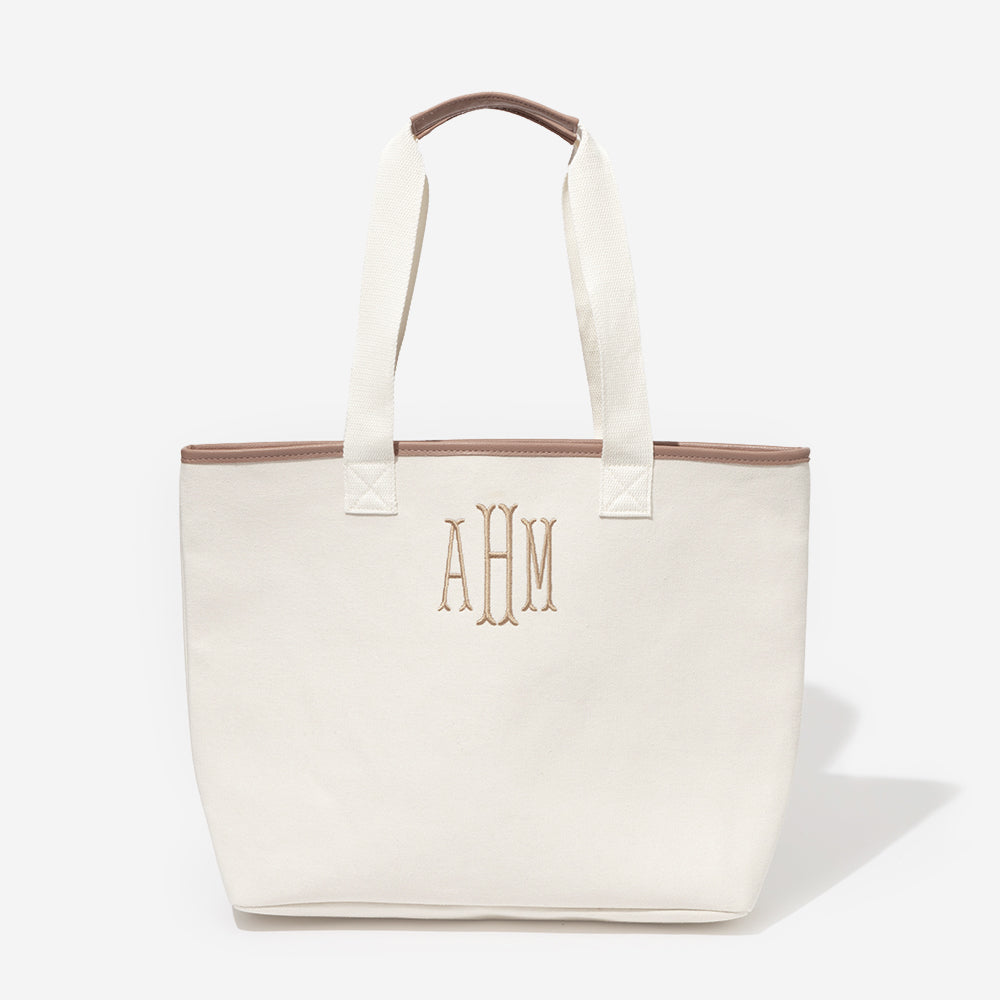 Monogrammed Tote Bag in Ivory