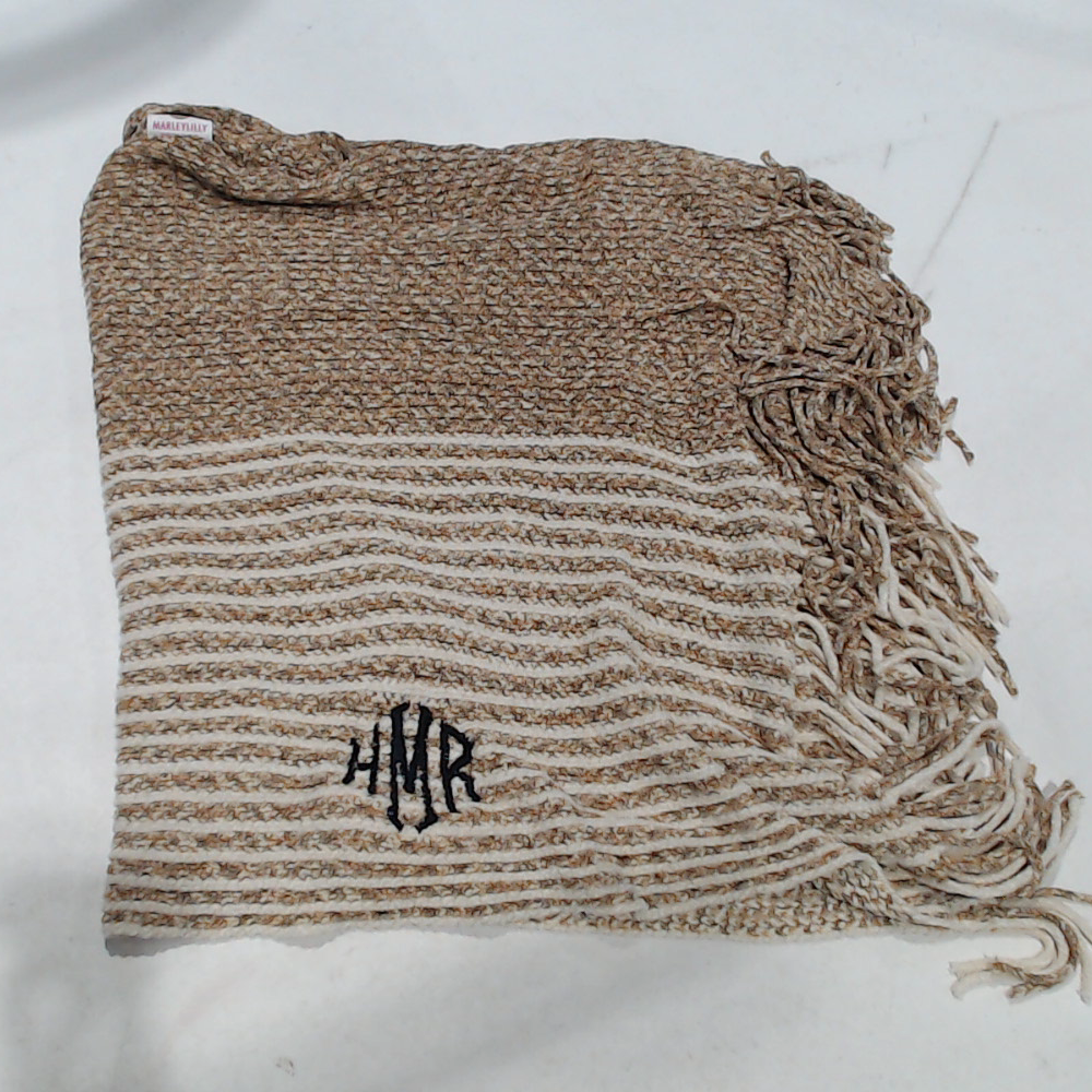 BLOOPER CLOTHING: Monogrammed Striped Chenille Poncho
