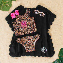 kids black cover up with ruffle tankini