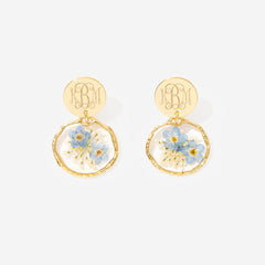 Monogrammed forget me not earrings