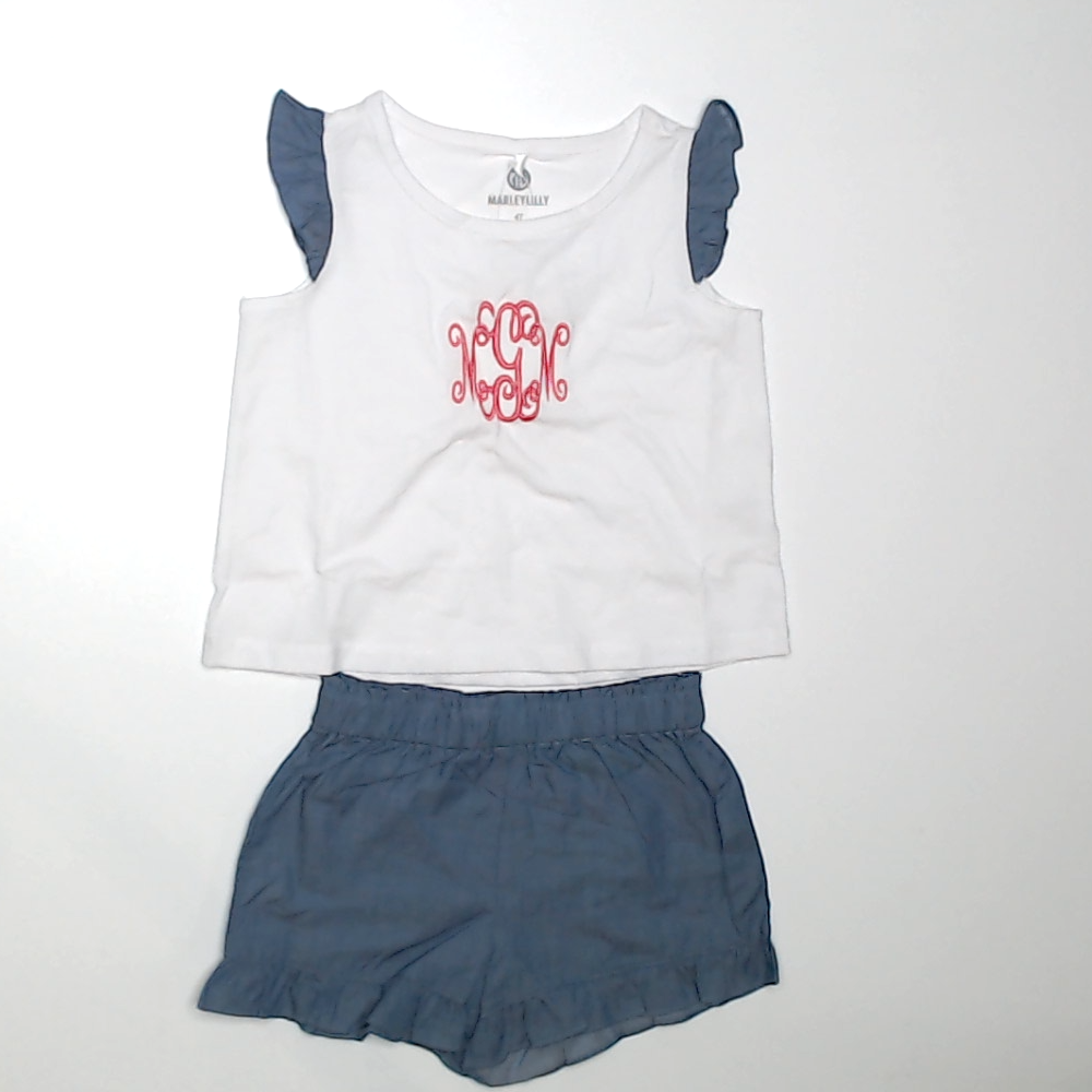 BLOOPER KIDS: Monogrammed Toddler Ruffle Short Set