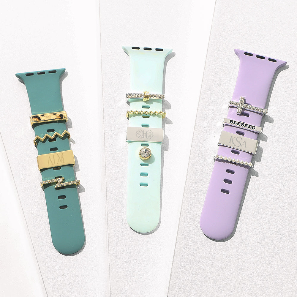 silver gold and multi silver smart watch charm sets on bands