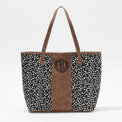 new monogrammed black dot tote