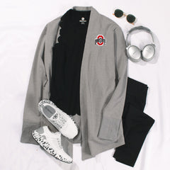 ohio State buckeyes heathered gray cardigan ootd