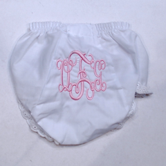 BLOOPER KIDS: Monogrammed White Eyelet Baby Bloomers