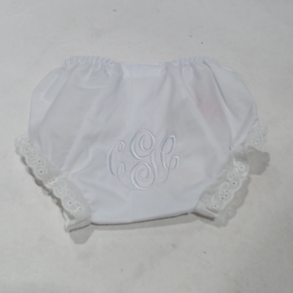 BLOOPER KIDS: Monogrammed White Eyelet Baby Bloomers