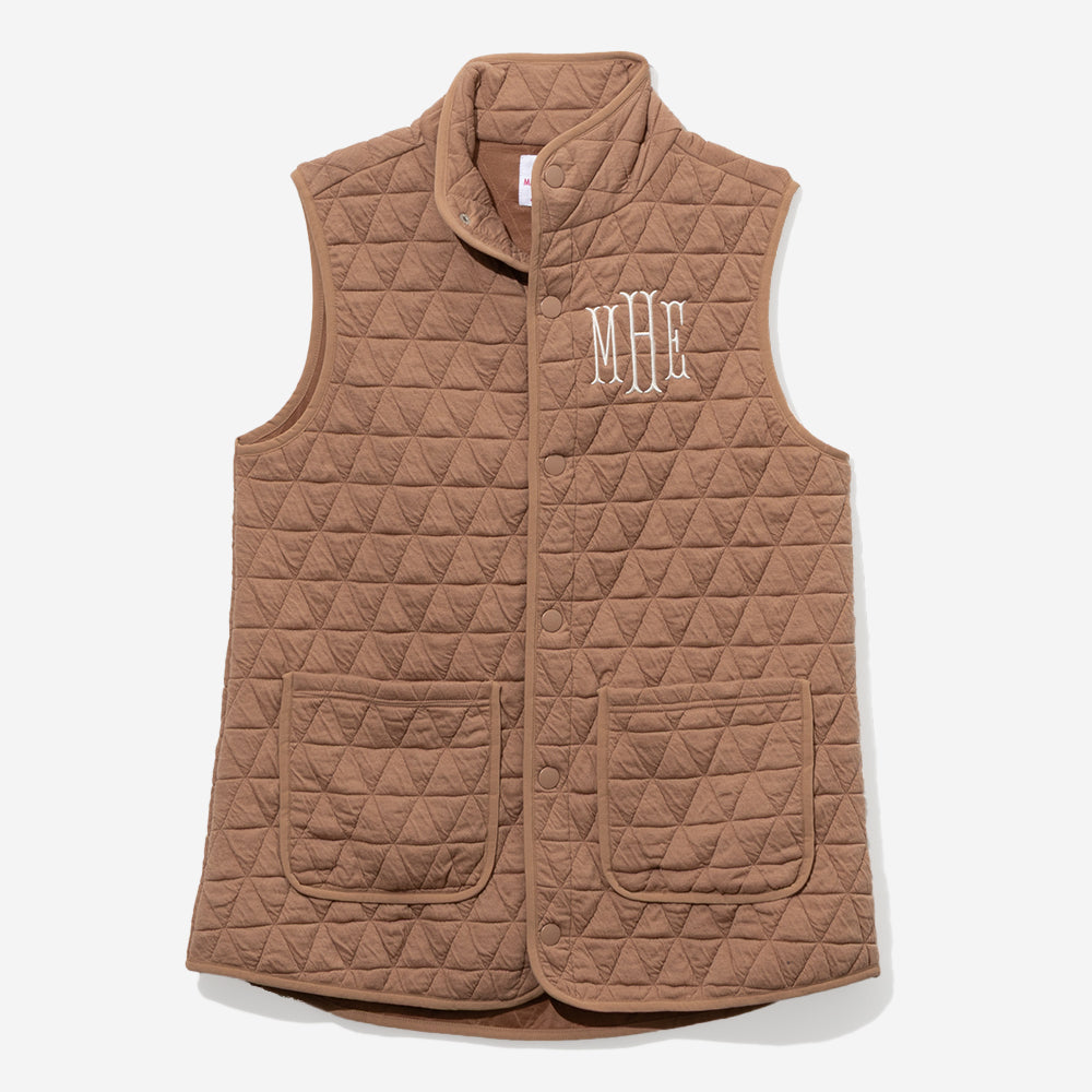 Personalized Quilted Vest in Almond