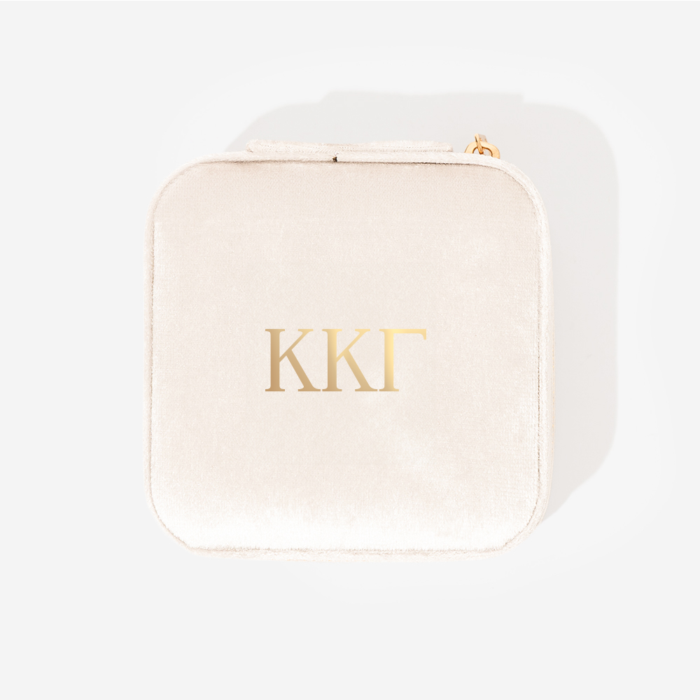 Kappa Kappa Gamma Velvet Travel Jewelry Case | Ivory