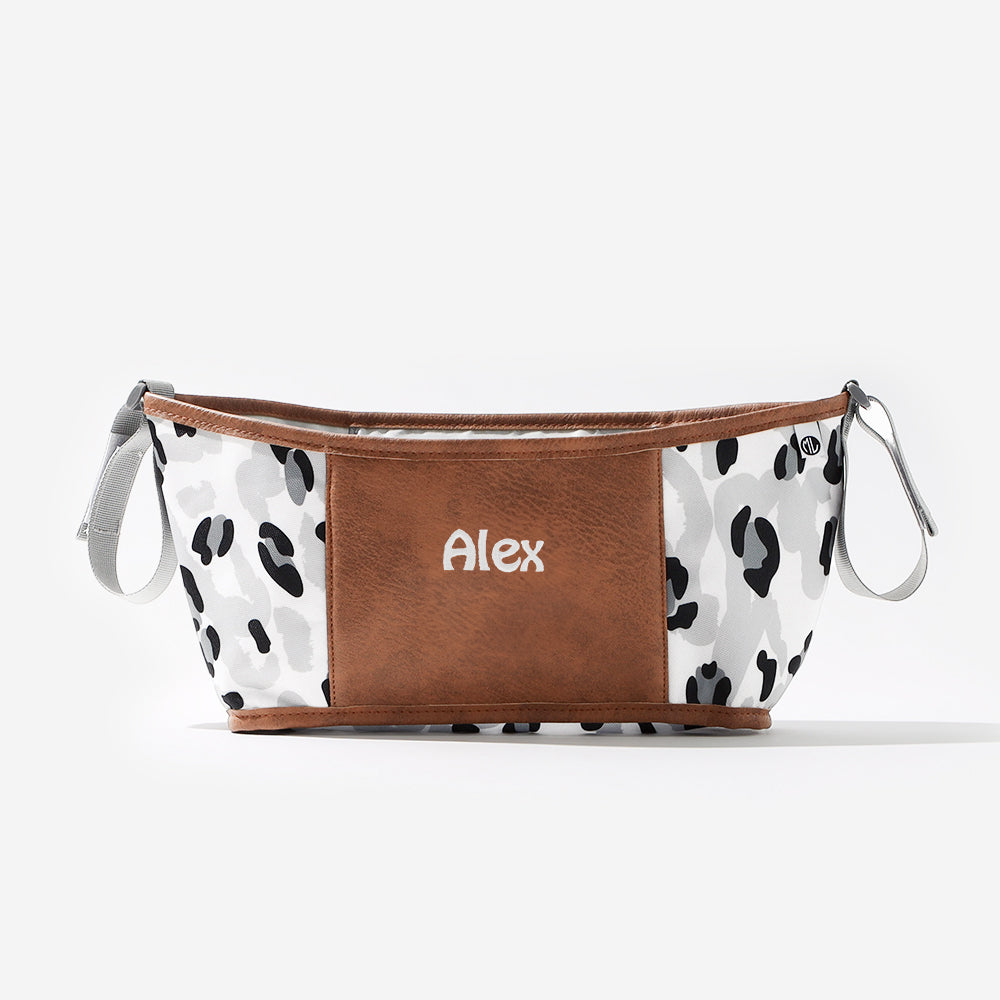 Monogrammed Stroller Caddy | Black Sassy Spots