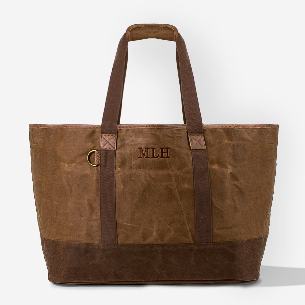Men's Personalized Waxed Canvas Extra Large Tote Bag - Marleylilly