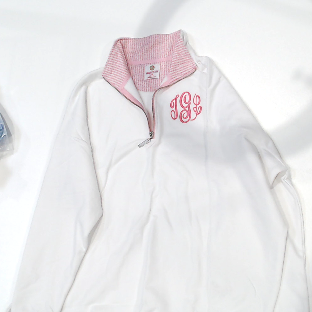 BLOOPER CLOTHING: Monogrammed Quarter Zip Sweatshirt