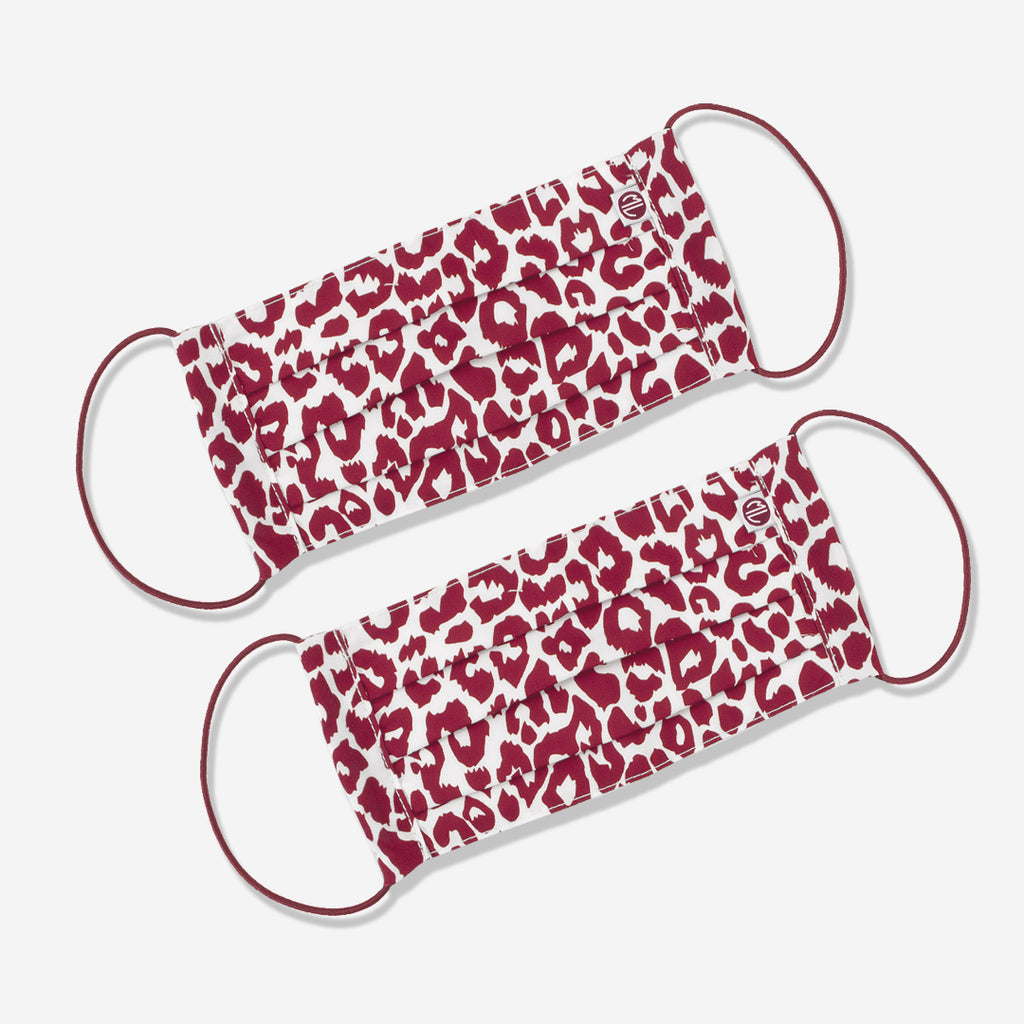 leopard face mask in burgundy