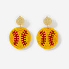 Monogrammed Softball Earrings | Yellow