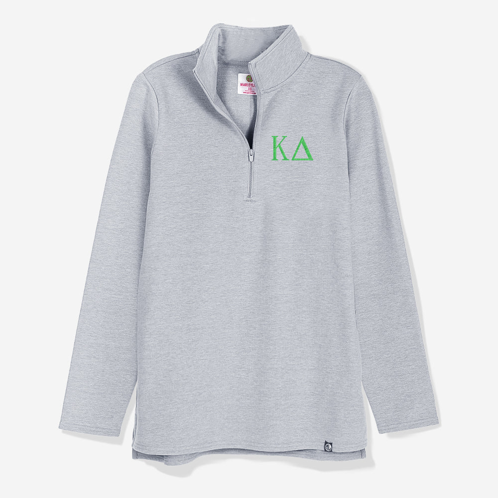 Kappa Delta Pullover Sweatshirt in Heather Gray | Monogrammed Sorority Quarter Zip