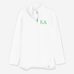 Kappa Delta Pullover Sweatshirt in White | Monogrammed Sorority Quarter Zip