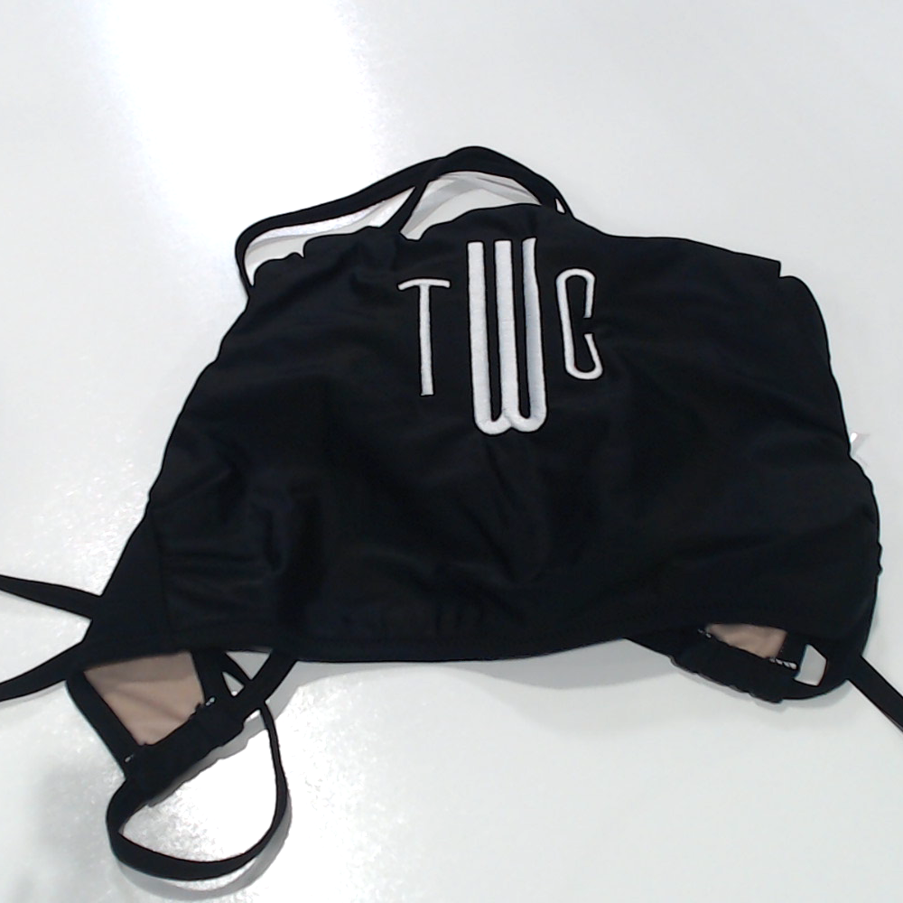 BLOOPER SWIM: Monogrammed Scalloped High Neck Bikini Top