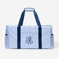 monogrammed wire top extra large tote in blue shells