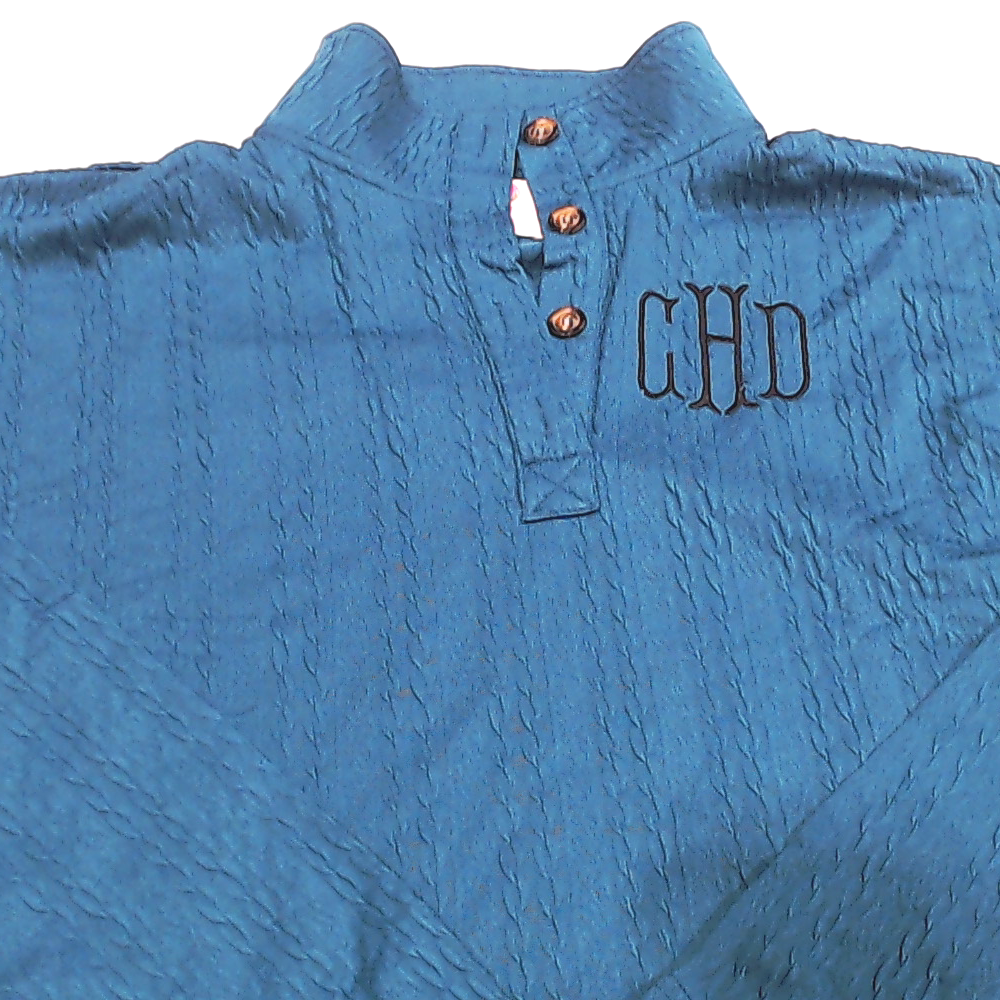 BLOOPER CLOTHING: Monogrammed Cable Knit Pullover
